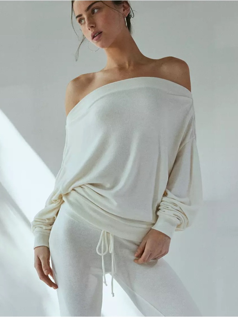 Off-the-Shoulder Cream Sweater